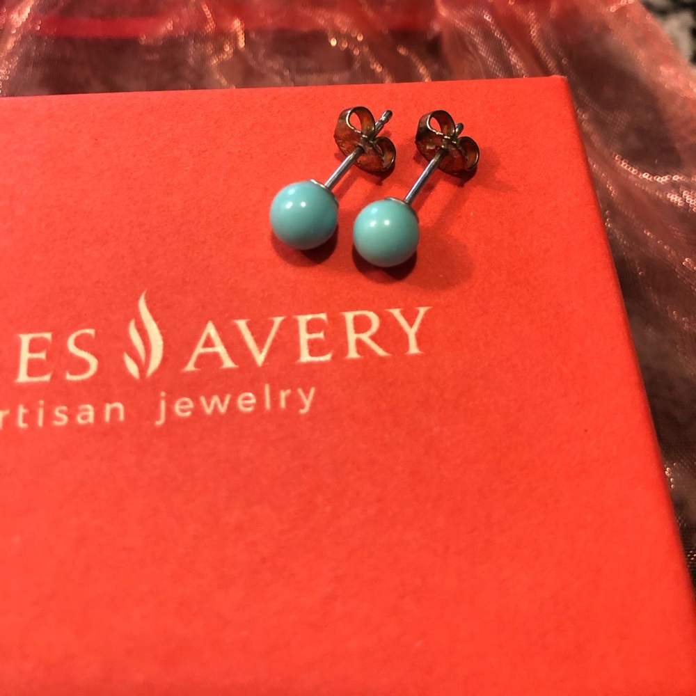 James Avery Turquoise Blue Stud Earrings